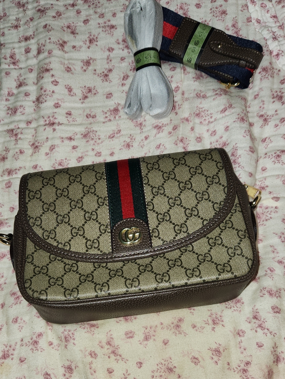 Designer Inspired Beige Supreme Canvas Crossbody